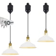 thumbnail image 1 of FSLiving Suspensions de Rail Juno à Hauteur Réglable, Cordon de 4 Pieds, Suspensions en J, Douille en Laiton Antique Rétro, Abat-Jour Blanc, Ampoules LED Edison Intelligentes Montage sur Rail pour Bar Island 3 Lumières, 1 of 9