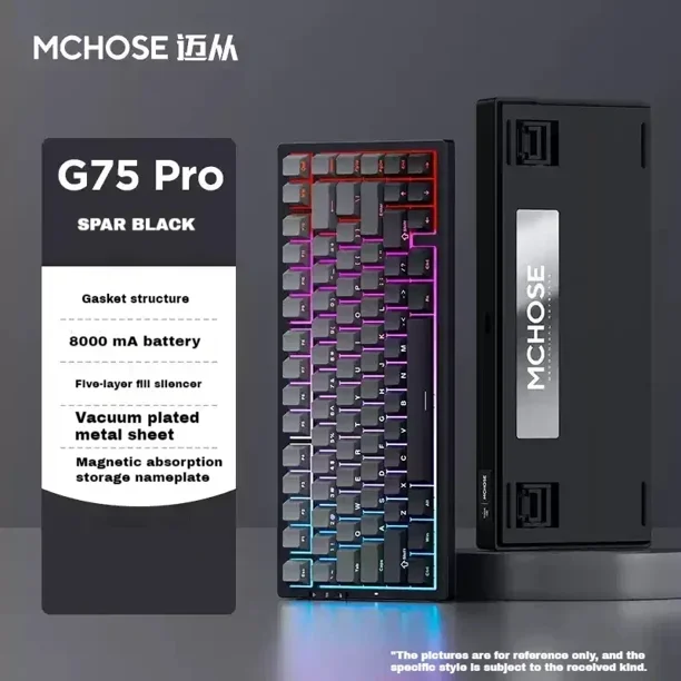 MCHOSE G75 Pro Teclado mecánico inalámbrico intercambio en caliente junta de tres modos teclado para juegos personalizado RGB e-sport PC Gamer Accesorios
