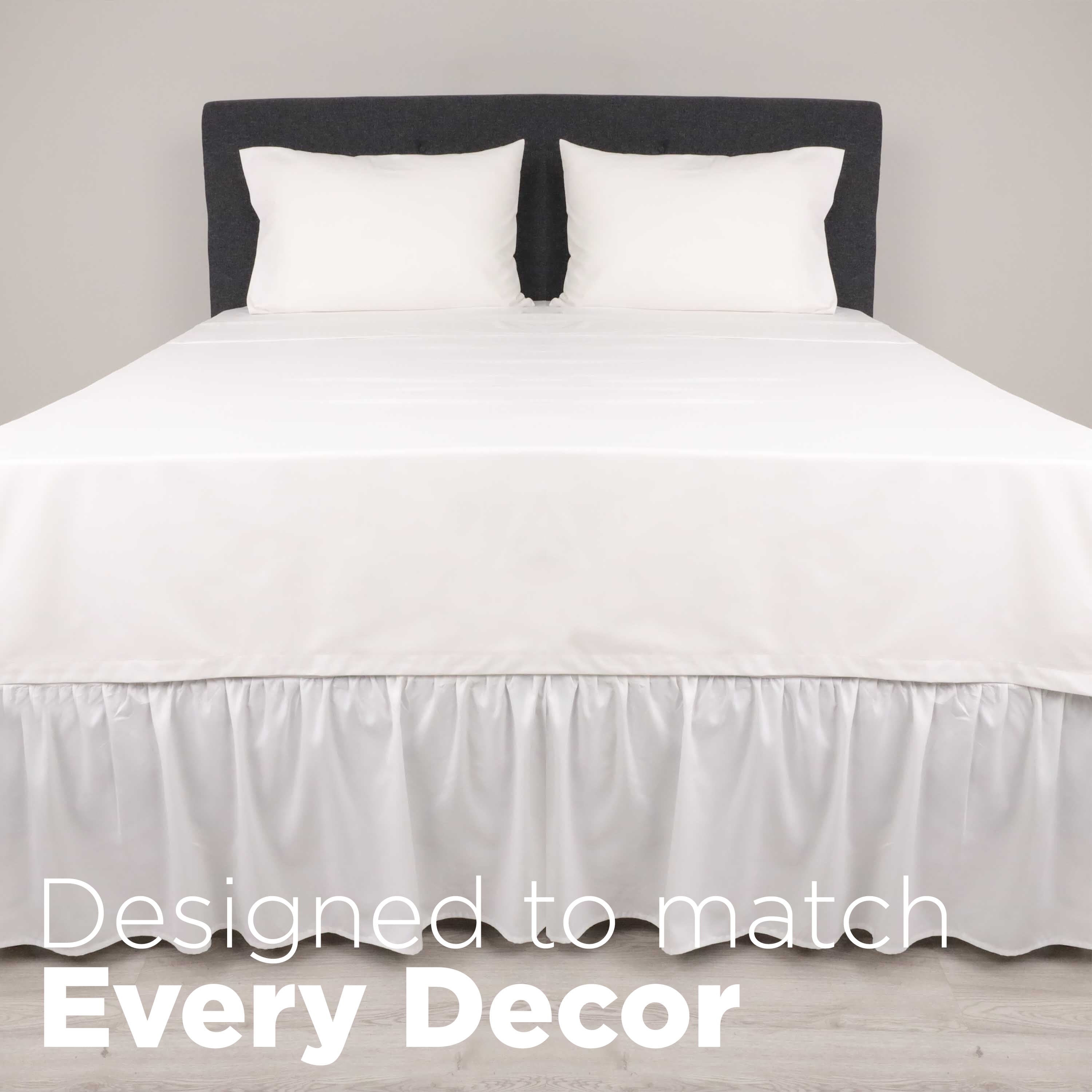 Martex Full Bed Skirt | Ruffled 100% Microfiber Dust Ruffle | 16" Drop | White