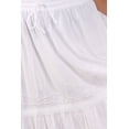 thumbnail image 6 of Sakkas Solid Embroidered Crochet Lace Trim Gypsy Bohemian Mid Length Cotton Skirt - White - One Size, 6 of 7