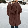 thumbnail image 6 of Womens Fuzzy Fleece Cardigan Jacket Hooded Open Front Sherpa Coat Outwear with Pockets, 6 of 7