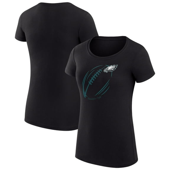 Women's G-III 4Her by Carl Banks Black Philadelphia Eagles Super-Slim Fit Lightweight Subtle Football T-Shirt