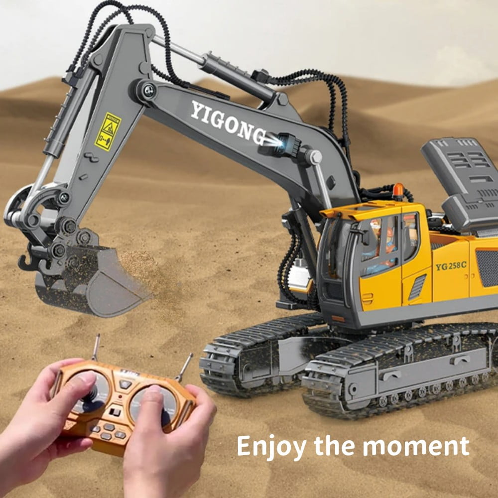 TZDZRC  Remote Control Excavator, 11 Channel RC Construction Vehicle Toys, Rechargeable RC Engineering Car Gifts for Kids