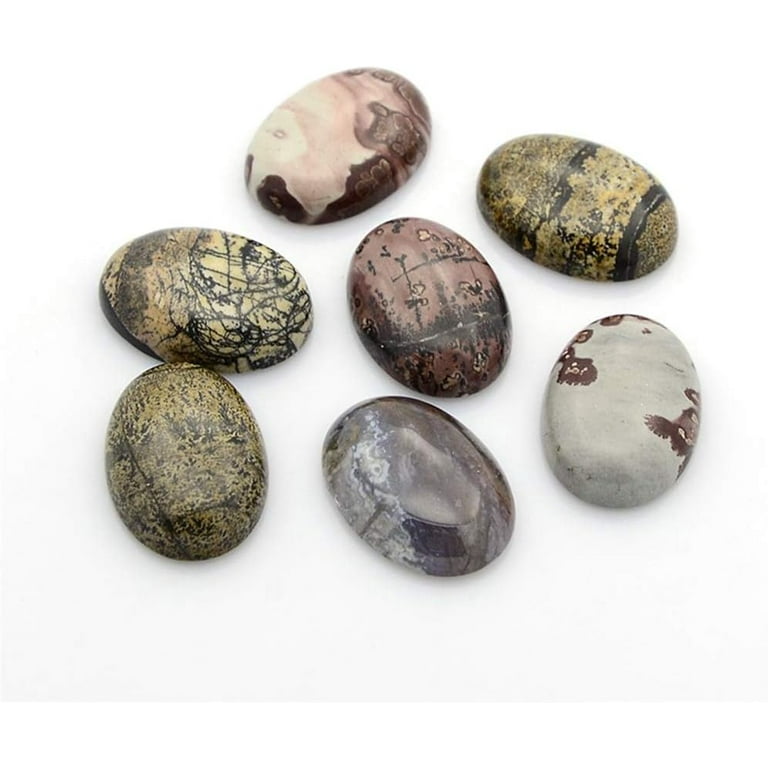 10pcs Natural Gemstone Cabochons Flat Back Oval Mixed Stone for Necklace Bracelet Earring Jewelry Making