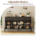 thumbnail image 7 of Litake 62" Large Sideboard Buffet Cabinet with Storage and 3 Drawers, Buffet Table Coffee Bar Storage Cabinet with 4 Glass Doors for Dining Room, Living Room, Kitchen, Black/White/Oak, 7 of 7
