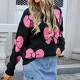 thumbnail image 4 of JMYHOAM Chandails pour Femmes Chandails pour Femmes Mode Ample Chandail Imprimé Manches Longues Col Rond Haut de Chandail, 4 of 5