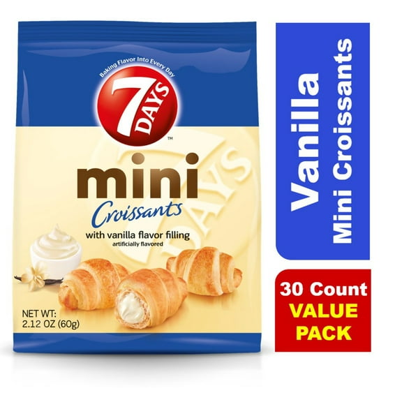 7Days Mini Croissant Pouches, Vanilla, 2.12oz (Pack of 30)