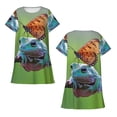 thumbnail image 5 of Salouo Butterfly Landing On Head Dumpy Frog Print Short Sleeve Sleepshirt for Womens Comfy Nightgown Scoopneck Cute Nightdress Ruffle -XX-Large, 5 of 7