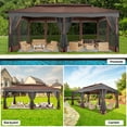 thumbnail image 3 of COBIZI 12x20 Heavy Duty Canopy Gazebo with 6 Mosquito Netting 100% Waterproof Large Canopy Tents for Patio, Party, with Double Roof Soft Top Screen Gazebo with Metal Steel Frame for Outside, Brown, 3 of 14