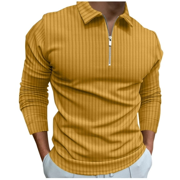 Vedolay Men's Fashion Polo Shirts Casual Polo Shirt Male T Shirt Turn Down Collar Tops Gold,XL
