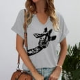 thumbnail image 2 of Women's Dressy Casual Tops Novelty Animal Graphic Print Short Sleeved V-Neck Pullover T-Shirts 2025 Summer Trendy Relaxed Fit Blouses, 2 of 4