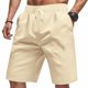 thumbnail image 5 of Mens Pantalones Cortos Cintura Elástica con Bolsillos Cuerda de Color Sólido, Moda Ocio Poliéster Transpirable, 5 of 8