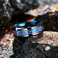 thumbnail image 4 of King Will DARGON 8mm Blue and Black Celtic Dragon Tungsten Carbide Mens Wedding Band Polished Finish Beveled Edge Comfort Fit Size 10, 4 of 8