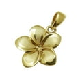 thumbnail image 2 of 14K Solid yellow gold 13mm Hawaiian tropical plumeria flower charm pendant, 2 of 3