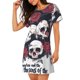 thumbnail image 2 of Easygdp Gothic Skulls And Roses Camisón de manga corta para mujer, informal, estampado, 2 of 6