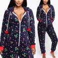 thumbnail image 4 of Family Matching Women Holiday Romper Christmas Pyjamas Xmas Nightwear Jumpsuits Long Sleeve Hooded Ladies Winter Warm Homewear, 4 of 5