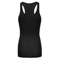 thumbnail image 2 of Women & Plus Solid Ribbed Knit Stretch Workout Racerback Tank Top (BLACK, 1X), 2 of 3