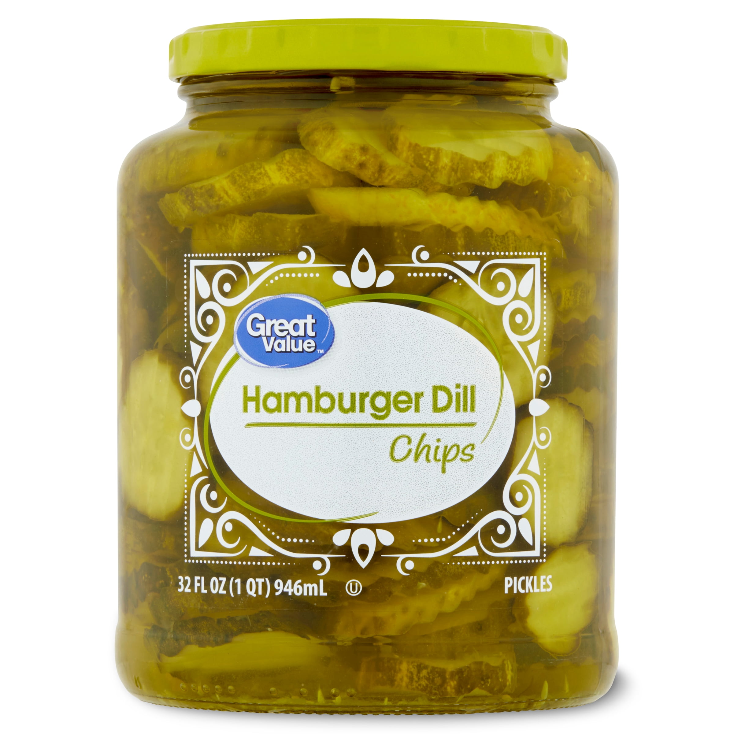 Great Value Hamburger Dill Chip Pickles, 32 fl oz