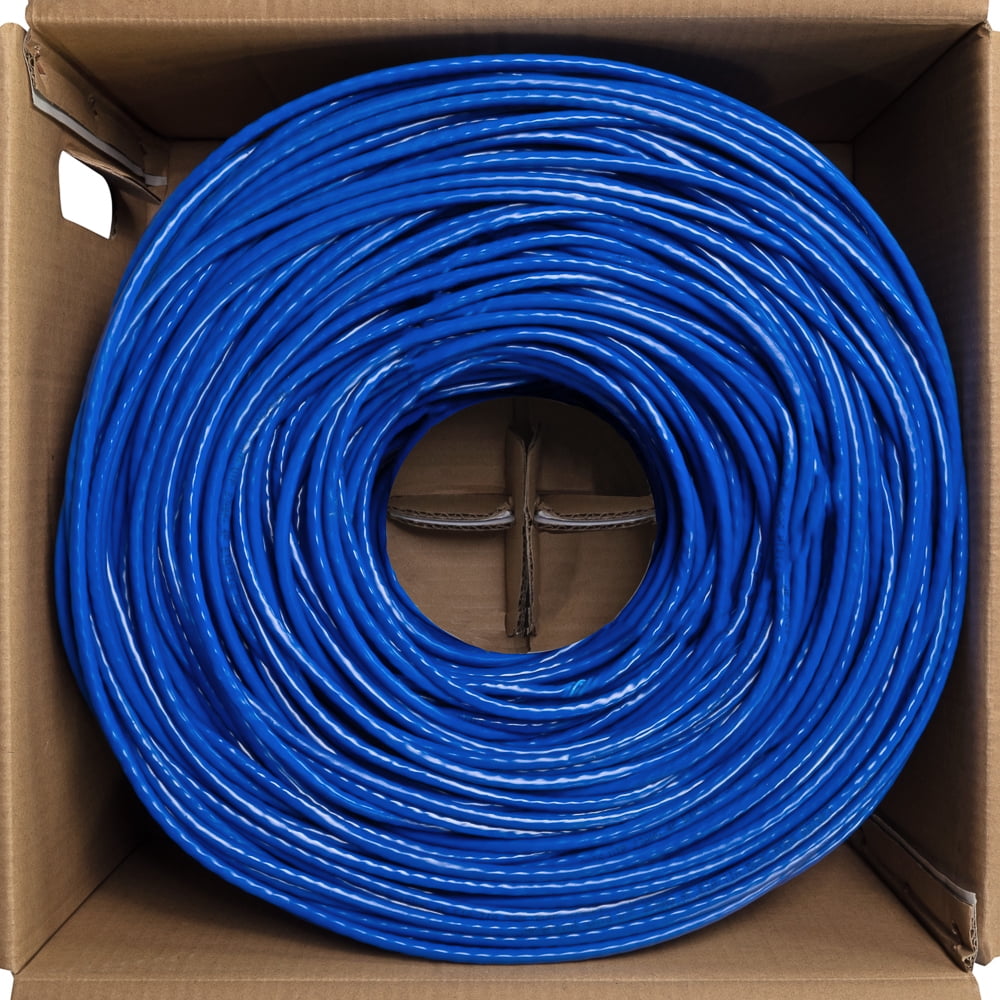 NavePoint Cat6 (CCA), 1000ft, Blue, Solid Bulk Ethernet Cable, 550MHz, 23AWG 4 Pair, Unshielded Twisted Pair (UTP)
