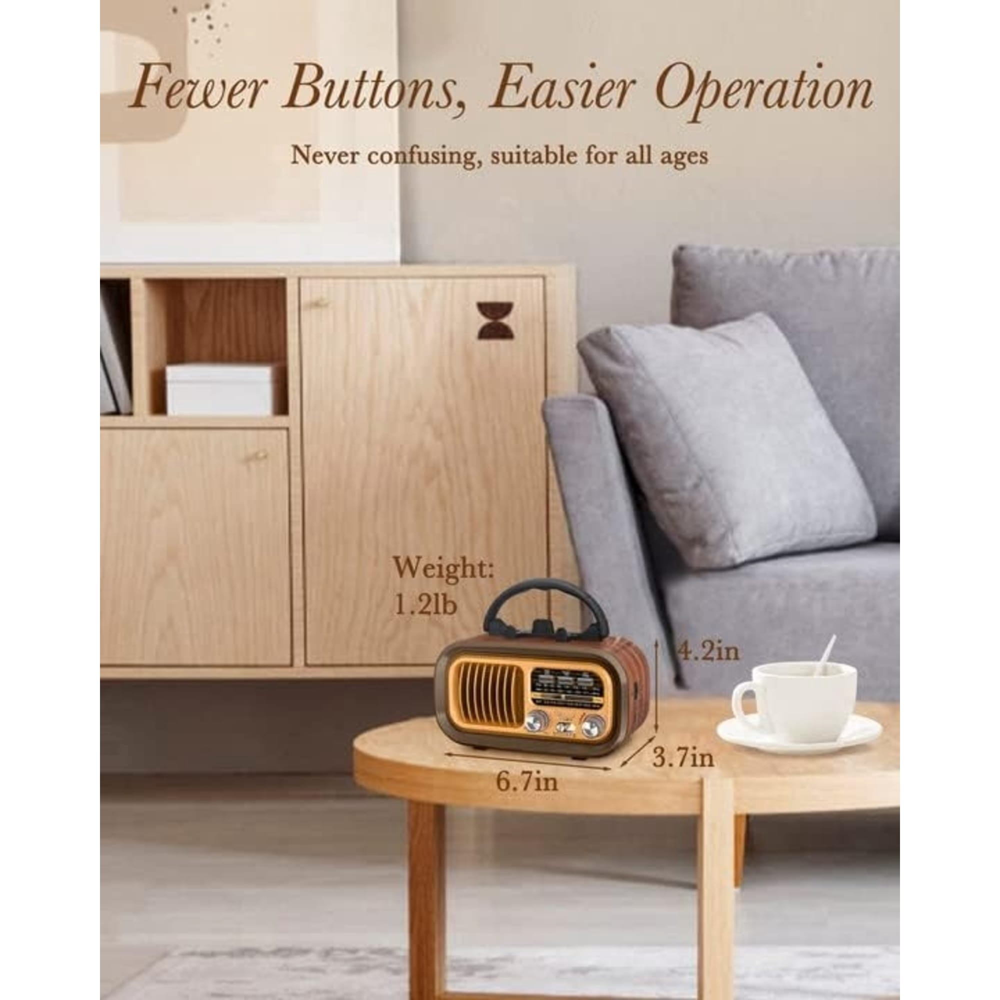 Portable Radio AM FM SW, Retro Bluetooth Personal Radios, Vintage Transistor Radios with Solar Battery Operated USB-C Rechargeable, TWS, Support TF Card/USB Playing for Senior,Middle-aged People,Kids