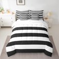 thumbnail image 2 of Feelyou Geometric Abstract Twin Bedding Sets 7-Piece, Black White Stripes Bedding Comforter Set, Teens Kids Boys Girls Reversible Sheet Sets, Ultra Soft Home Decor, 2 of 7