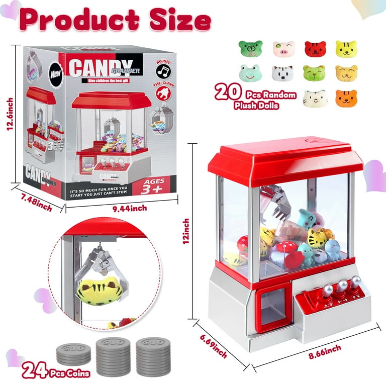Rirool Mini Claw Machine Arcade Game, Candy Grabber with Sound, 20