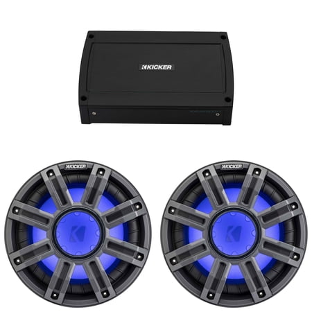 Kicker (2) 51MWE104 - MWE 10-Inch Premium Marine Subwoofer (Enclosure) 4-ohm & 48KXMA5004 Marine Amp Bundle