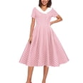 thumbnail image 3 of Dvprdro Robe de Bal pour Femme Invitée de Mariage Mode Vintage à Pois Imprimée Manches Courtes Ligne A Évasée Cocktail Fête Robe Midi, 3 of 5