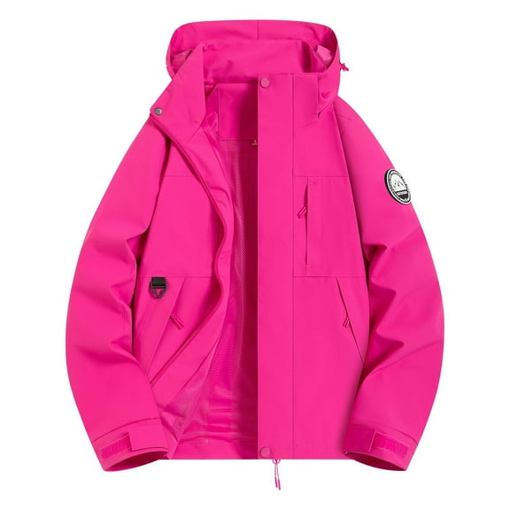 VEKDONE Women Windproof Rain Jacket Plus Size Full Zip Up Hoodie Coats Long Sleeve Bomber Jackets Oversized Hooded Windbreaker with Pockets