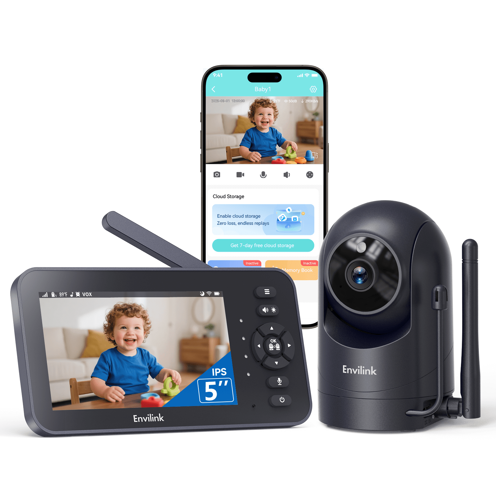 Video Baby Monitor with Camera and Audio - 5" IPS Screen, 720P Night Vision, Pan Tilt 4X Zoom, APP Remote Control, Cry Detection, 2-Way Talk, 30H Battery, 1500ft Range,Up to 4 Cameras