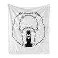 thumbnail image 1 of English Sheepdog Soft Flannel Fleece Blanket, Dog's Head Silhouette Drawing and Profuse Shaggy Hairdo and Nose, Cozy Plush for Indoor and Outdoor Use, 50" x 70", White Charcoal Grey, by Ambesonne, 1 of 6