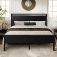 thumbnail image 2 of Allewie Queen Size Bed Frame, Heavy Duty Metal Platform Bed with Wooden Headboard & Footboard, No Box Spring Needed, Black Oak, 2 of 9