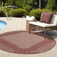 thumbnail image 3 of Unique Loom Outdoor Modern Collection Area Rug - Tambor (3' 1" Round Rust Red/Ivory), 3 of 11