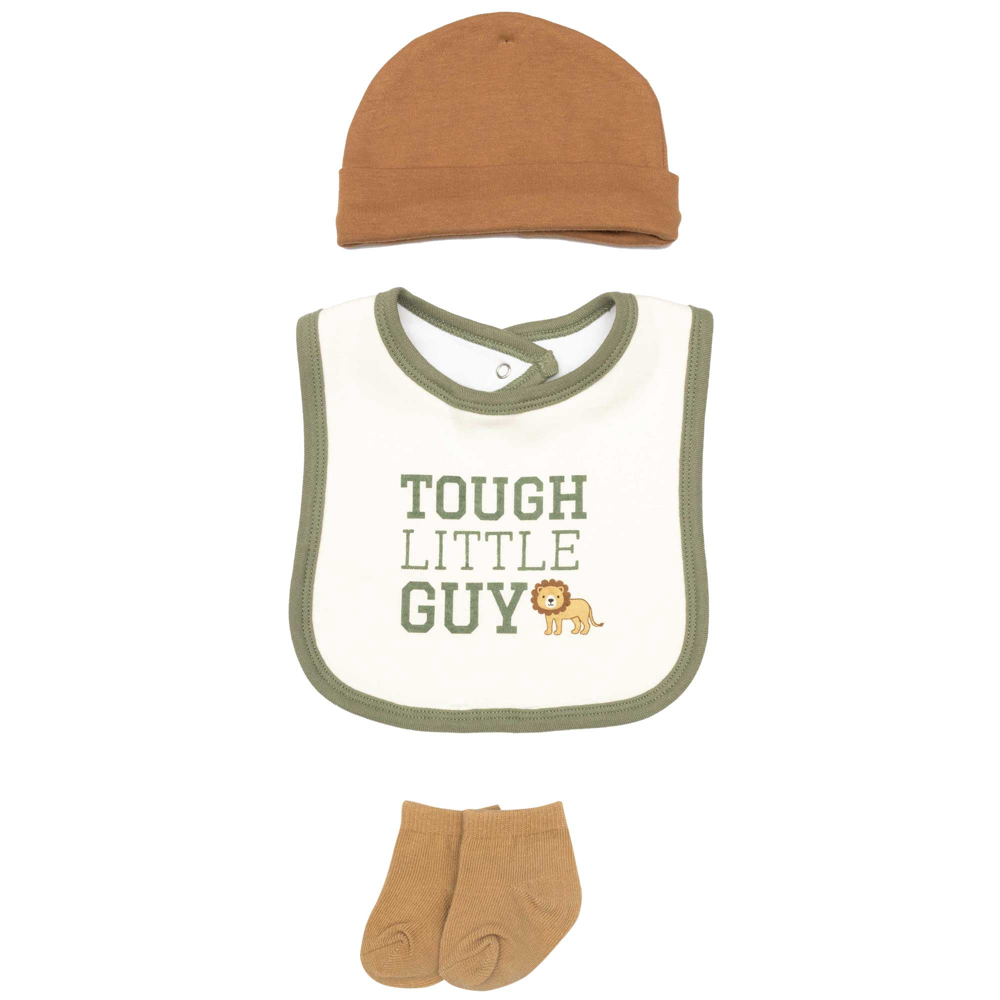 Hudson Baby Infant Boys Cotton Layette Set, Tough Guy Lion, 0-3 Months