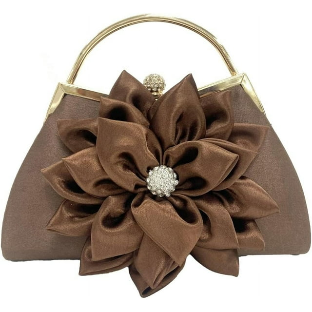 LHSHID Pochettes pour Femmes Rétro Fleur Sac à Main de Soirée Scintillant Strass Sac à Main à Poignée Supérieure Gatsby Sac Cartable