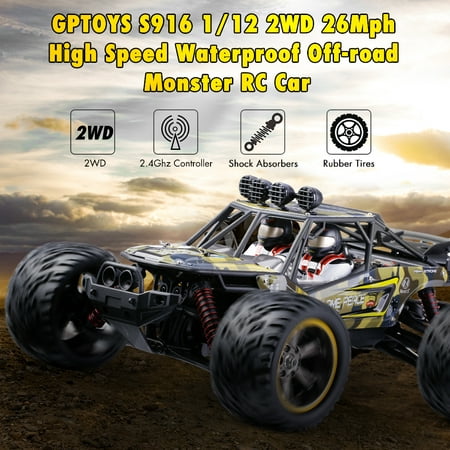 GPTOYS S916 RC Car 26Mph Remote Control Truck 1/12 Scale 2.4 GHz 2WD Waterproof Off-road Monster Car-Best Gift for Kids and Adults (New (Best Off Road Rc Cars 2019)