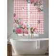 thumbnail image 5 of Pink Spring Floral Sheer Curtains 63 Inch Length 2 Panels Set Window Treatments, Watercolor Flowers Butterfly Checkered Rod Pocket Semi Curtains for Living Room/Bedroom/Kitchen Décor, 104"W x 63"L, 5 of 7