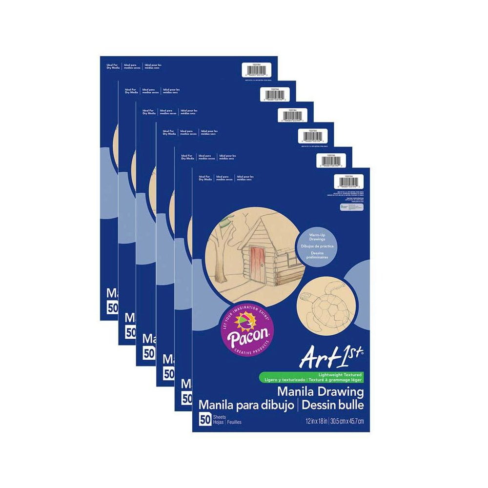 Pacon PAC103194-6 Cream Manila Drawing Paper, 12 x 18 in. - 50 Sheets Per Pack - Pack of 6