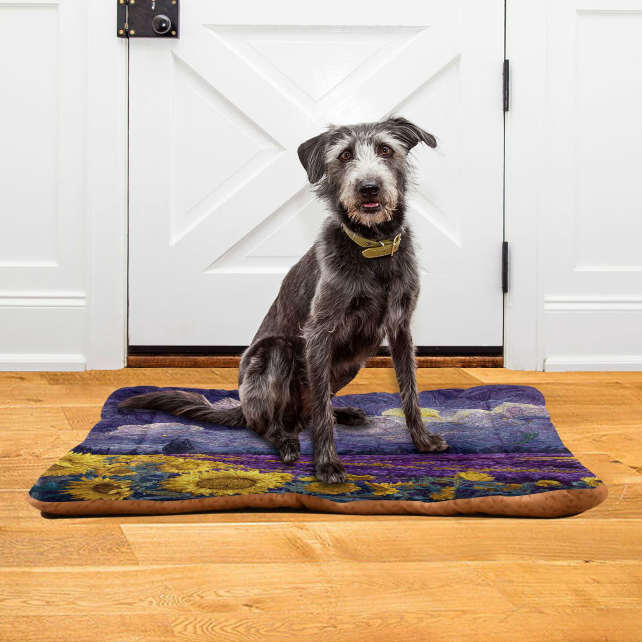 Qxltty Blooming Sunflowers Ped Pad Wear-resistant and Hard to Bite Through Sleeping Pad for Small Medium Large Dogs Winter Pet Bed 36×24in