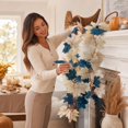 thumbnail image 4 of Fall Decor White Blue Garland 5.74FT Long Thanksgiving Garland Maple Leaves Wreath Hanging Vines Decor for Front Door Kitchen Fireplace Home Indoor Outdoor, 4 of 7