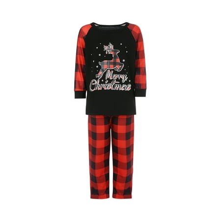 

Binpure Christmas Family Sleepwear Set Deer Print Tops+Plaid Trousers/Romper