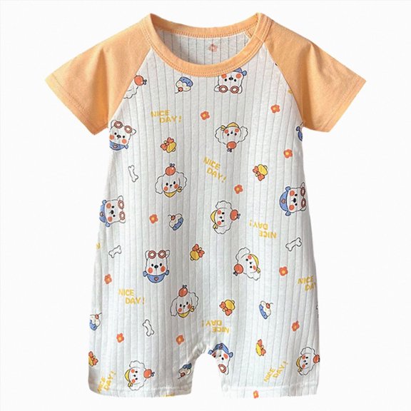Splozh Preemie Clothes Boys 3 6 12 18 24 Months Summer Cute Unisex Short Sleeve Outfit, All Season Infant Daily Wear,Orange,6-12 Months