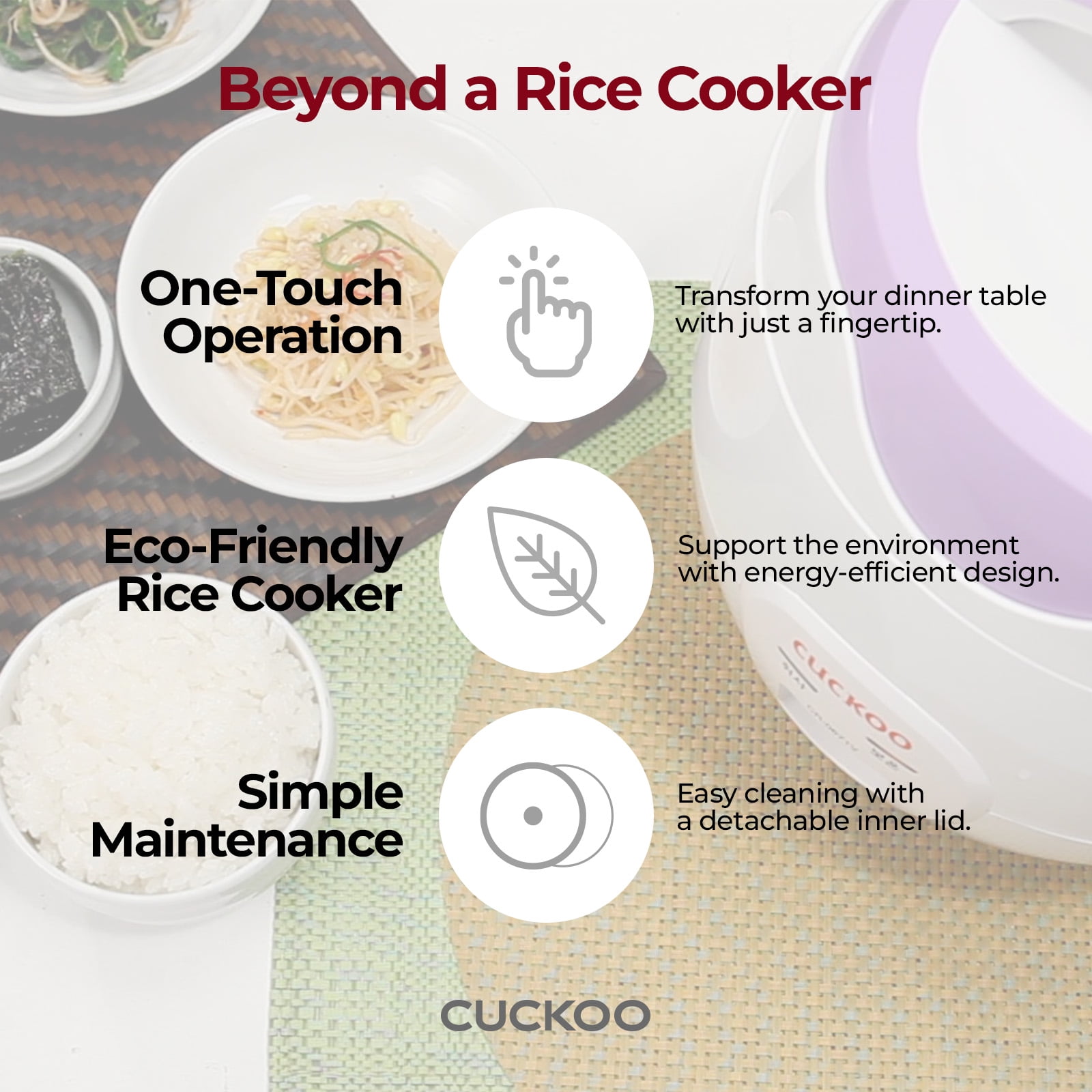 CUCKOO Basic Rice Cooker 6-Cup Uncooked / 12-Cup Cooked, Versatile Rice Maker with Non-Stick Inner Pot, Easy to Use, Auto Keep Warm, White/Purple (CR-0671V)