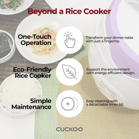 CUCKOO ELECTRONICS - Cuckoo CR-0671V Basic Electric Small Rice Cooker & Warmer, 6 cups - White/Purple