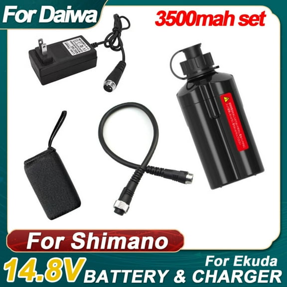 3500mAh Replace Electric Fishing Reel Battery Charger 0.45M Power cord 2Pin for BM2300 BM2900, for Daiwa Tanacom 750 / 1000,Leobritz 500j ,Shimano Beastmaster 9000,PLEMIO/ForceMaster 3000(W/ Bag)
