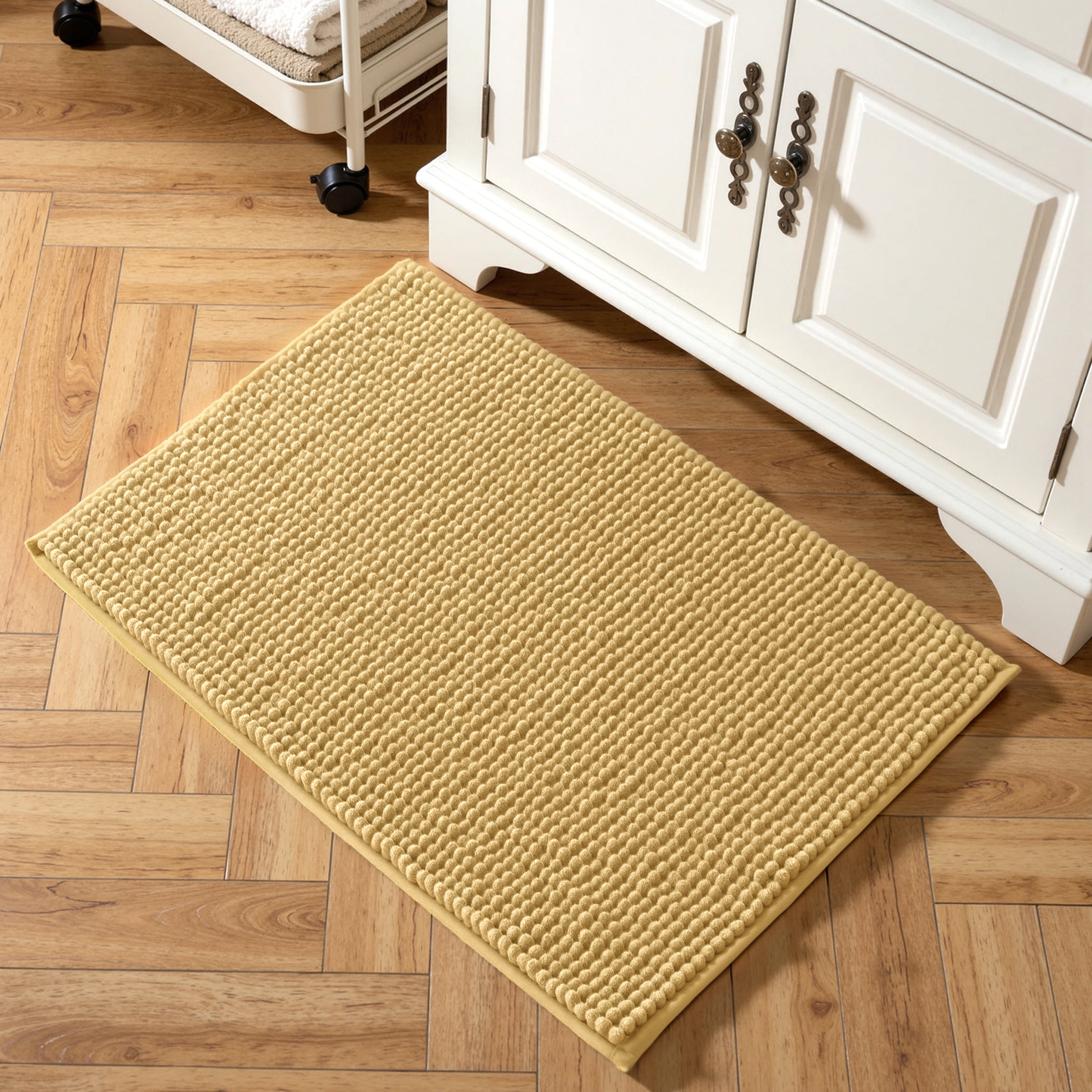 Subrtex Luxury Chenille Bathroom Rug Extra Soft and Absorbent Shaggy Rugs (Beige,20"*32")