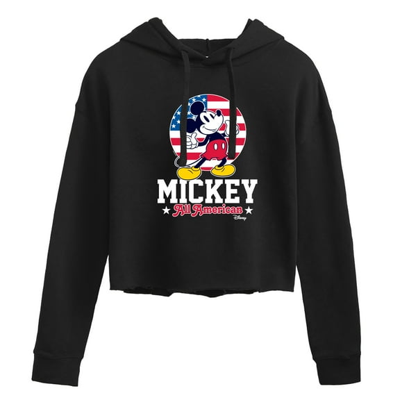 Disney - All American Mickey - Juniors Cropped Pullover Hoodie