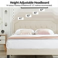 thumbnail image 3 of VECELO Full Upholstered Platform Bed Frame with Height Adjustable Tufted Button Headboard, Strong Wood Slat Support, Full, No Box Spring Needed, Beige, 3 of 10
