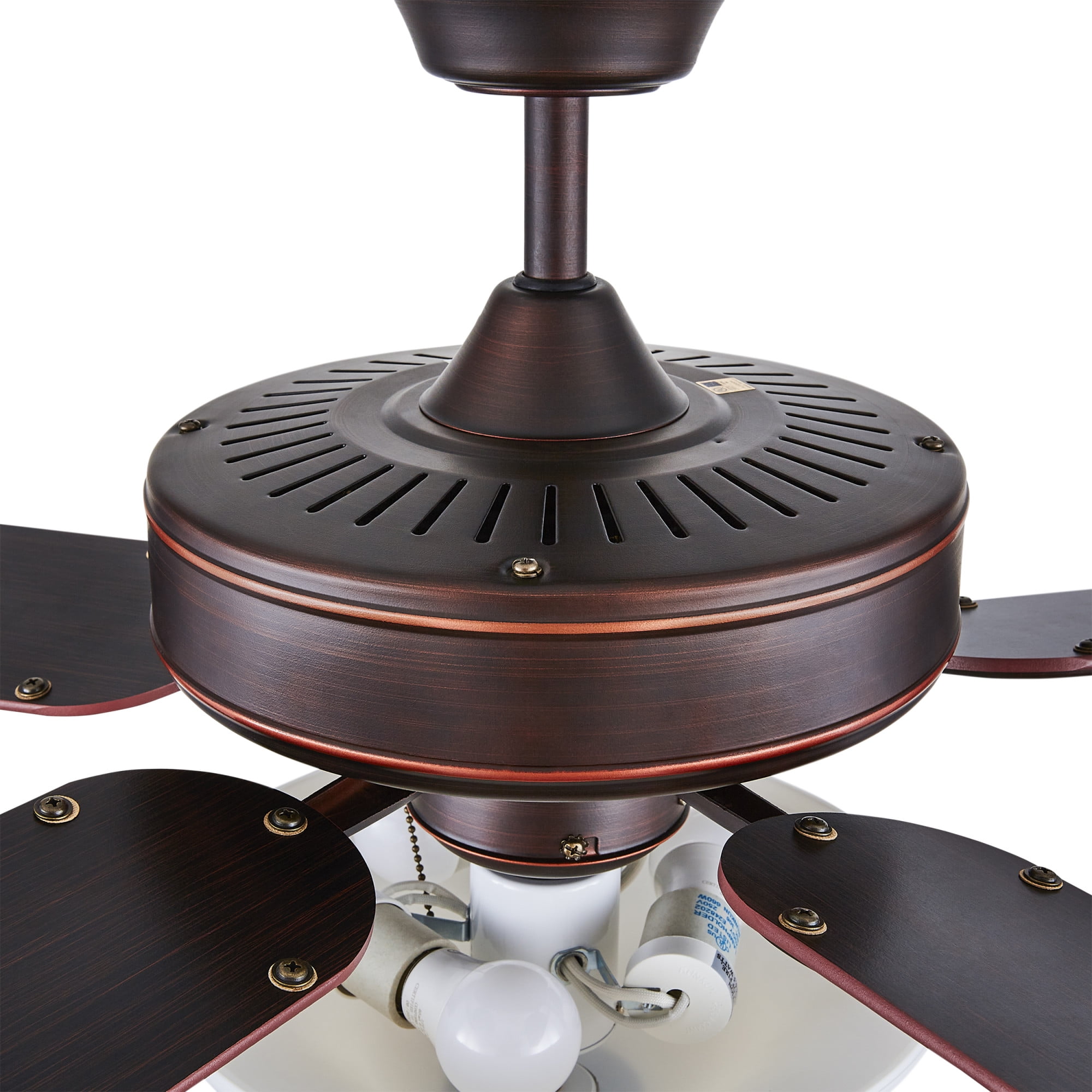 52HES5ORB-MB-LED-WH-Concord Fans-Heritage Square - 52 Inch 5 Blade Ceiling Fan with Light Kit   Oil Rubbed Bronze Finish with Oil Rubbed Bronze Blade