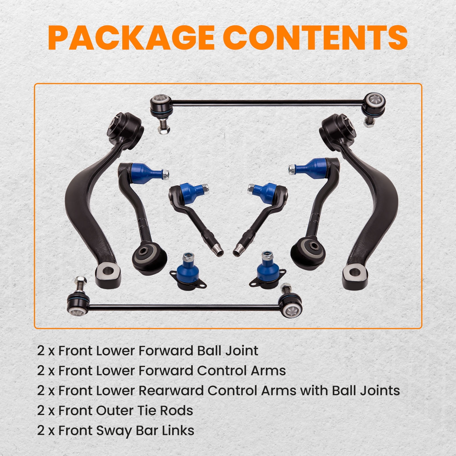 maXpeedingrods 10Pc Front Suspension Kit for BMW X5 E53 2000-2006, Front Lower Control Arms w/Ball Joints Sway Bar Links Outer Tie Rods